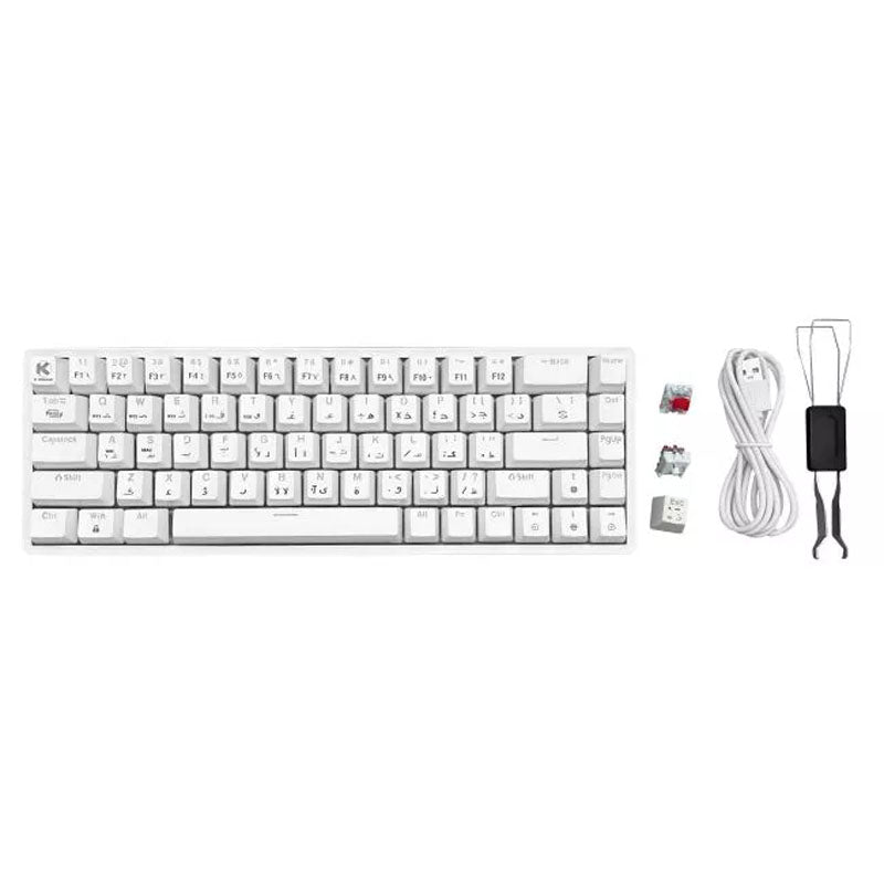 KGaming Whitecore Tri-Mode Mechanical Gaming Keyboard - Red Switch