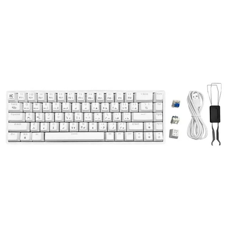 KGaming Whitecore Tri-Mode Mechanical Gaming Keyboard - Blue Switch
