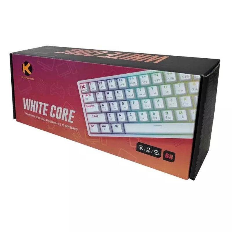 KGaming Whitecore Tri-Mode Mechanical Gaming Keyboard - Red Switch