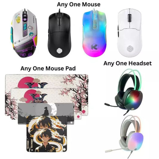 KGaming Pro Peripherals Bundle: RGB Gaming Mouse + 7.1 Surround Headset + Gaming Mouse Pad