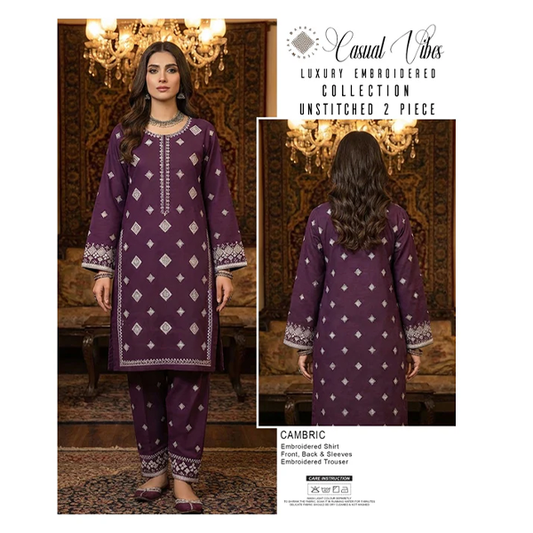Casual Vibes Embroiderd 2 Piece Unstiched by Darbar Wear - Jasmine