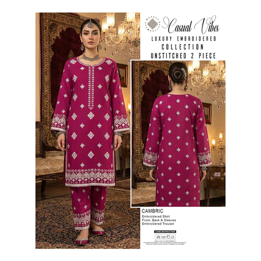 Casual Vibes Embroiderd 2 Piece Unstiched by Darbar Wear - Purple