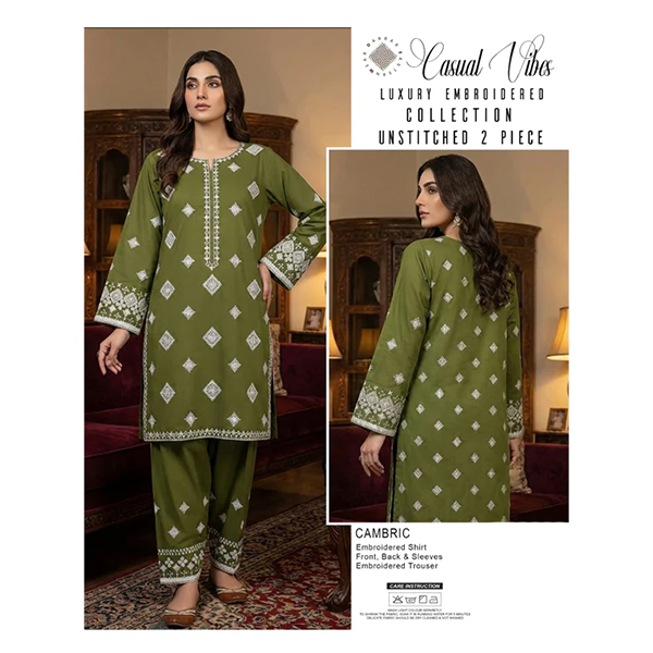 Casual Vibes Embroiderd 2 Piece Unstiched by Darbar Wear - Forest Green